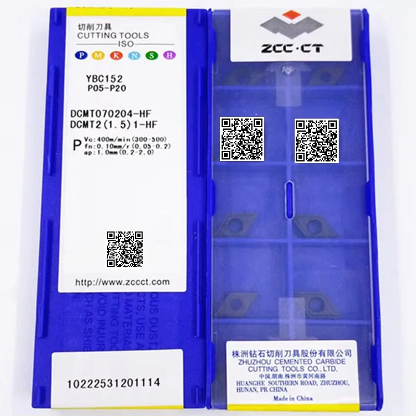 ZCC ธุรกิจ DCMT070204-AHF DCMT070204-EF DCMT070204-EM DCMT070204-HF DCMT070204-HM แทรกคาร์ไบด์ DCMT 070204 เครื่องมือ