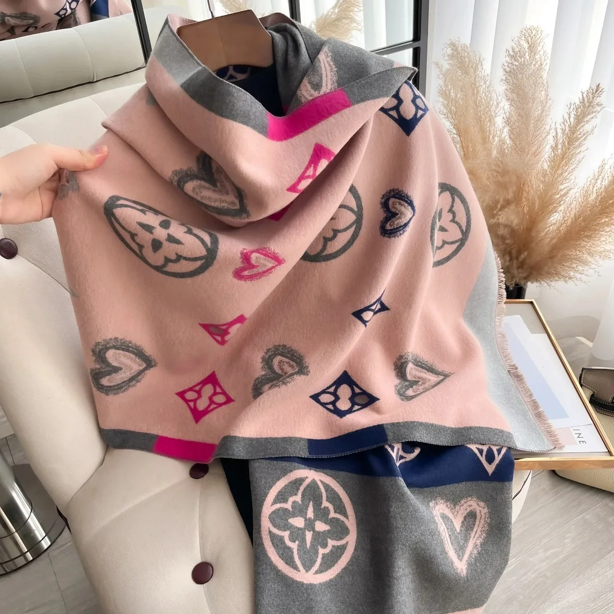 2024 New Winter Warm Cashmere Wraps Women Scarf Luxury Design Pashmina Thick Shawl Blanket Bufanda Foulard Travel Poncho Stoles