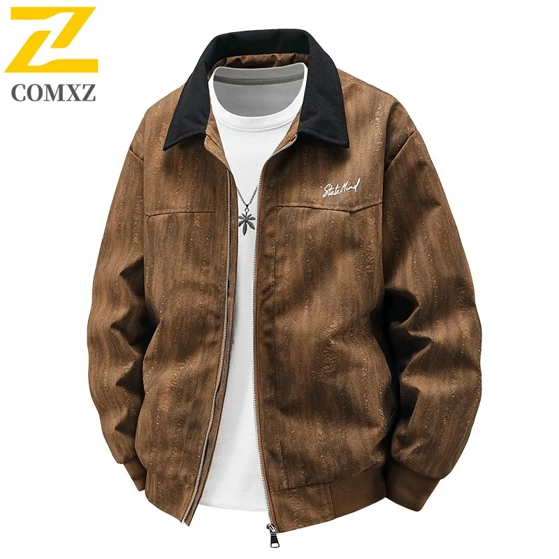 

COMXZ Men Outdoor Jacket Casual Stand Collar Cycling Comfort Motorcycle Coat Street Style Lightweight Autumn Windbreaker