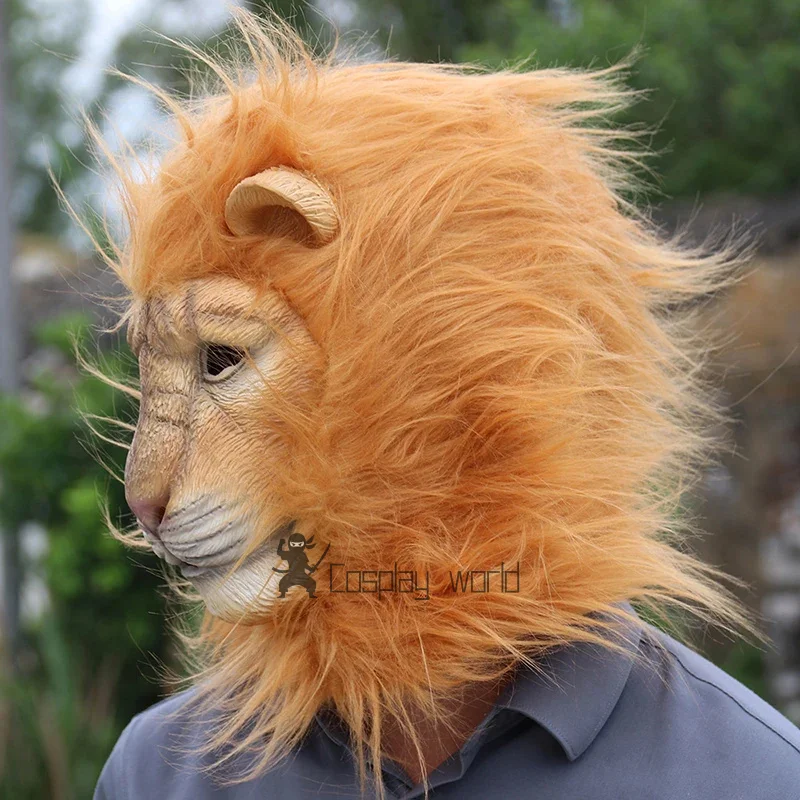 Máscara de leão de látex, macia, engraçada, festa, máscaras de animais, cabelo de leão, adulto, coringa, máscara de halloween, fantasia, bola, adereços, tamanho único