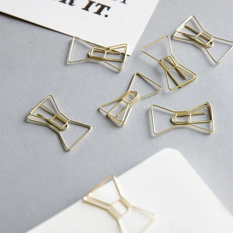 5Pcs/set Lovely Gold Bowknots Paper Clips for Notebook Inner Pages