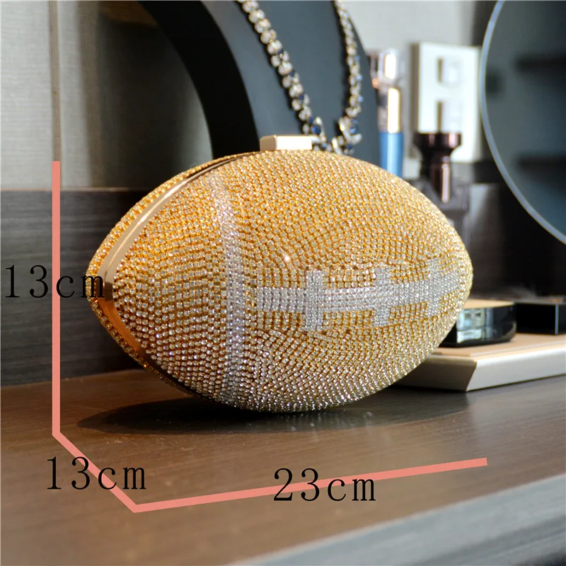 Mix Rhinestone Clutch Bags Women in Evening Handbags Football Shape Ladies Clutch Hand Bags Luxury Glitter Diamond Clutch Purse