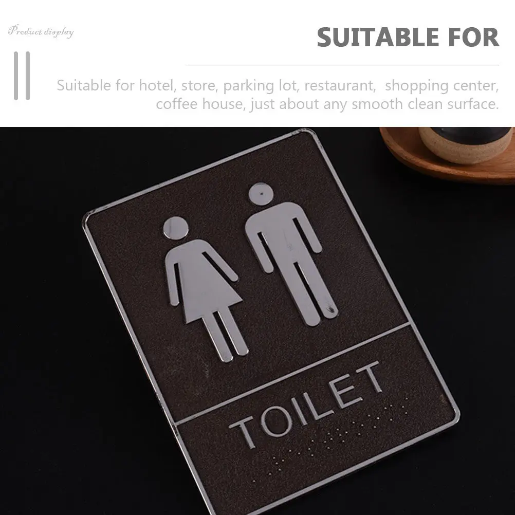 3Pcs Acrylic Washroom Sign Plate Set Men and Women Restroom Signs Reusable Toilet Identification Markers for Hotel Restaurant