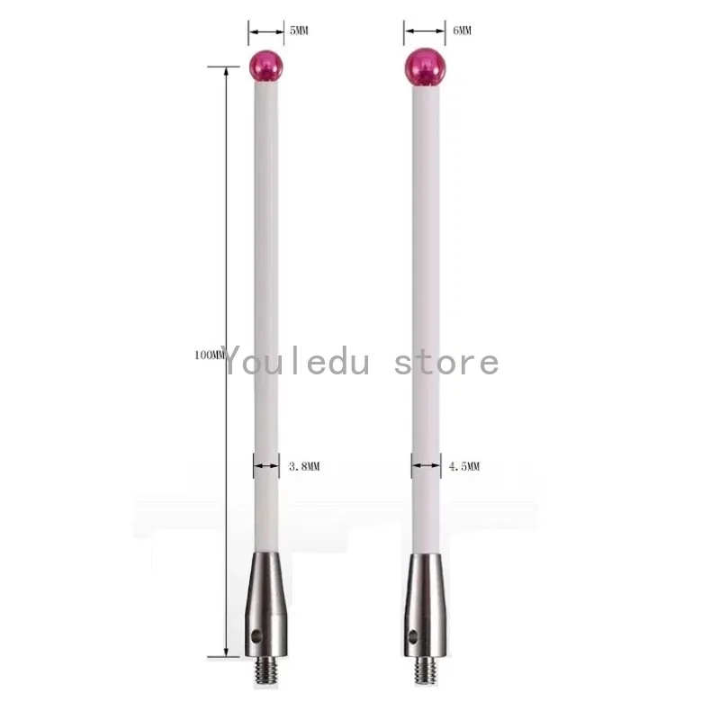 

1pc 5/6mm OD M4 L100 threadruby Head Ceramic Styli Rod 3D Three Dimensional Gauge Meter Coordinate Measuring Machine CMM Tip Pro