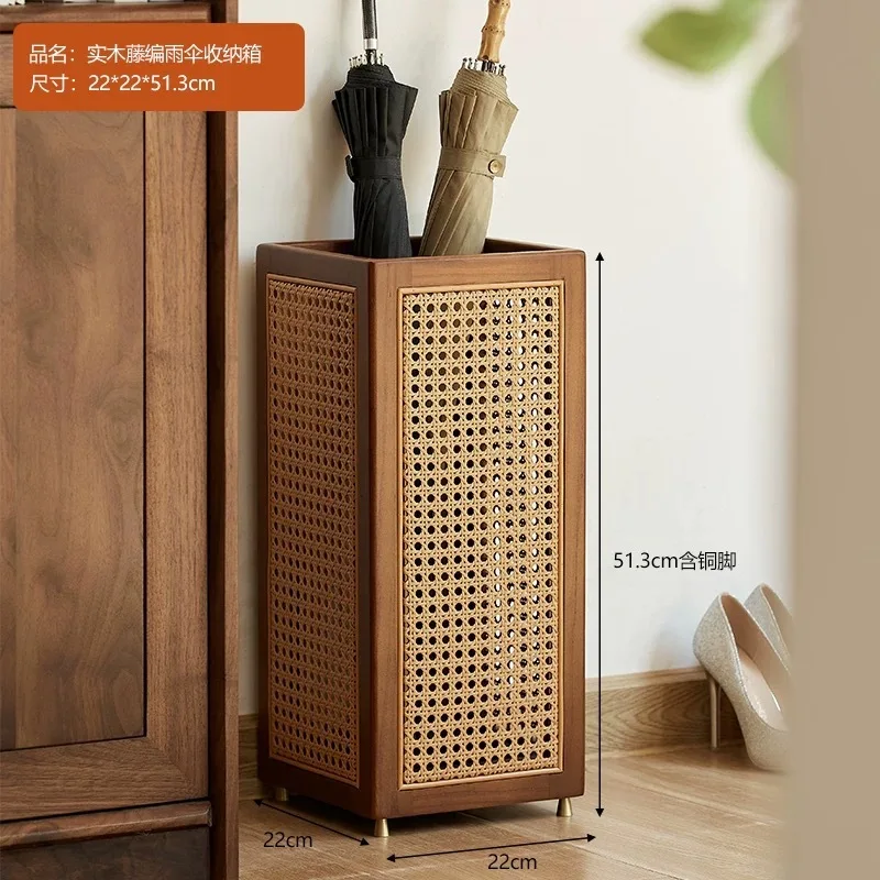 

Solid wood rattan umbrella storage rack Floor-to-ceiling umbrella barrel at the door of the home entrance Umbrella rack Dirty cl