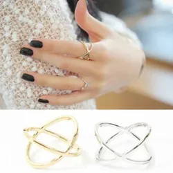 Cross X Shape Rings Hollow Female X Crossover Stereo Surround Index Finger Joints Rings From The Stars You Ring Jewelry Gifts