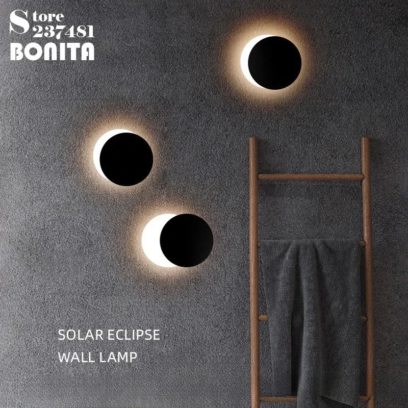 Modern Lunar Eclipse Wall Scone DIY Rotating Crescent Wall Lamp Restaurant Bedroom Atmosphere Background Decor Lighting Fixture