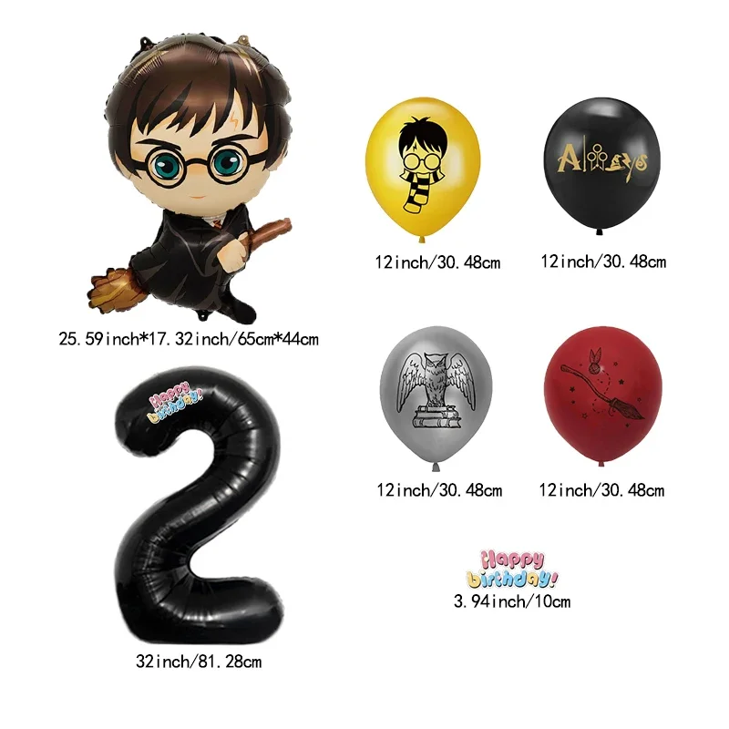 12-teiliges Set Folienballons Nummer 0-9 Zauberer-Cartoon Globos Magisches Harry-Potter-Thema Geburtstagsparty Aluminiumfolie Deko-Zubehör – Detail 12