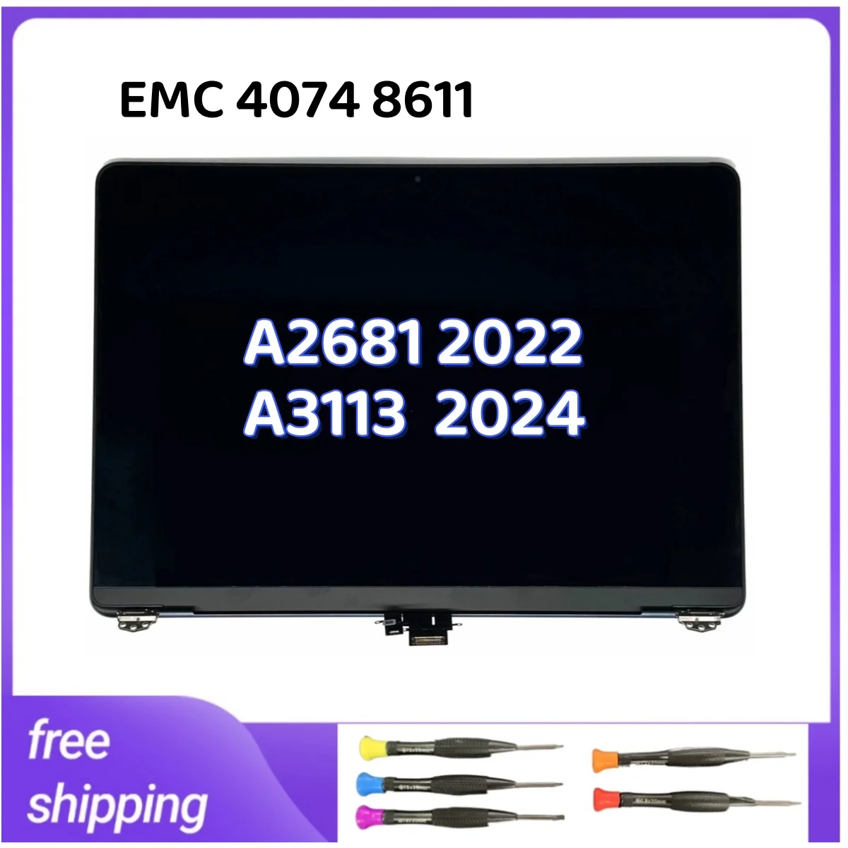 EMC 4074 8611 New A3113 A2681 LCD Full Screen Assembly For Macbook 13"Air M2 M3 LCD Display Space Grey Silver Midnight Starlight