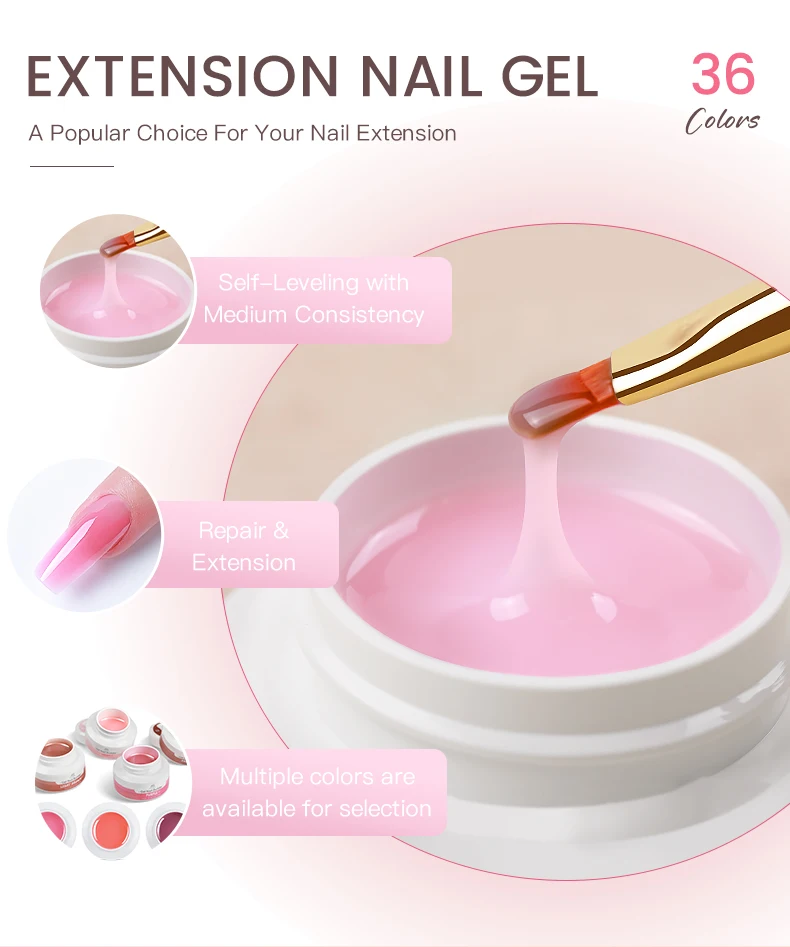 AS Schmerzfreies Natürliches Aufbaugel für Nägel TPO-Frei Selbstnivellierendes Gel für Nagelverlängerung Rosa Lack UV-LED-Gel – Detail 4