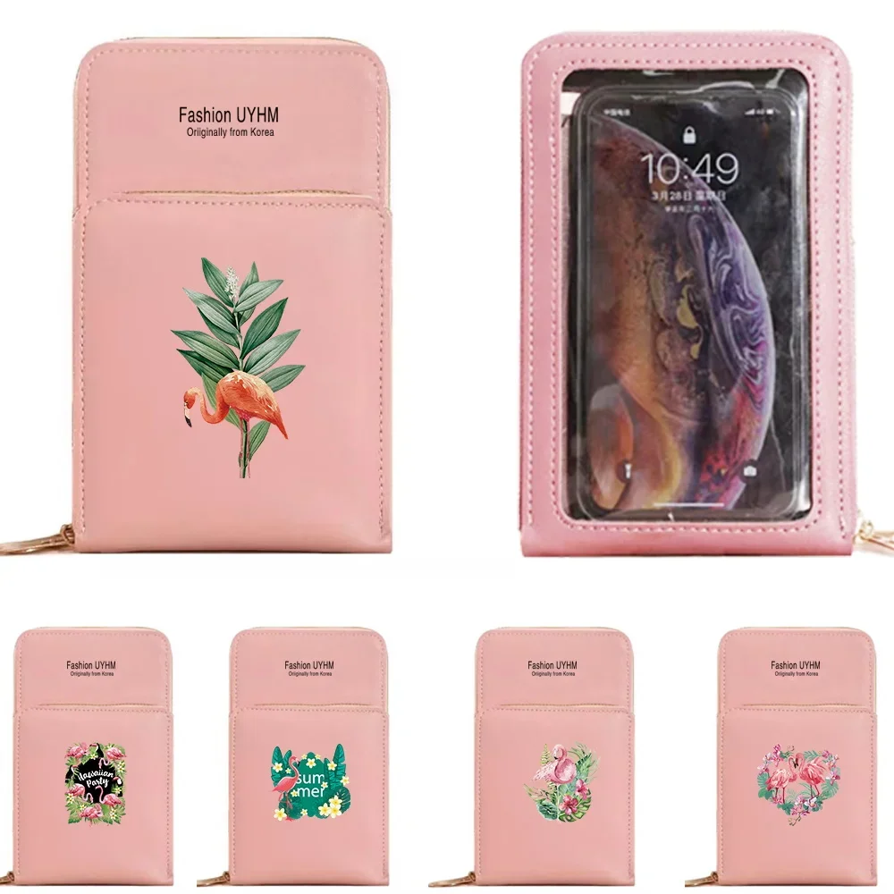 Phone Bag For IPhone 13 12 11 Pro Max X XS Samsung Xiaomi Huawei Messenger Bag Mobile Wallet For Women Clutches Flamingo Series