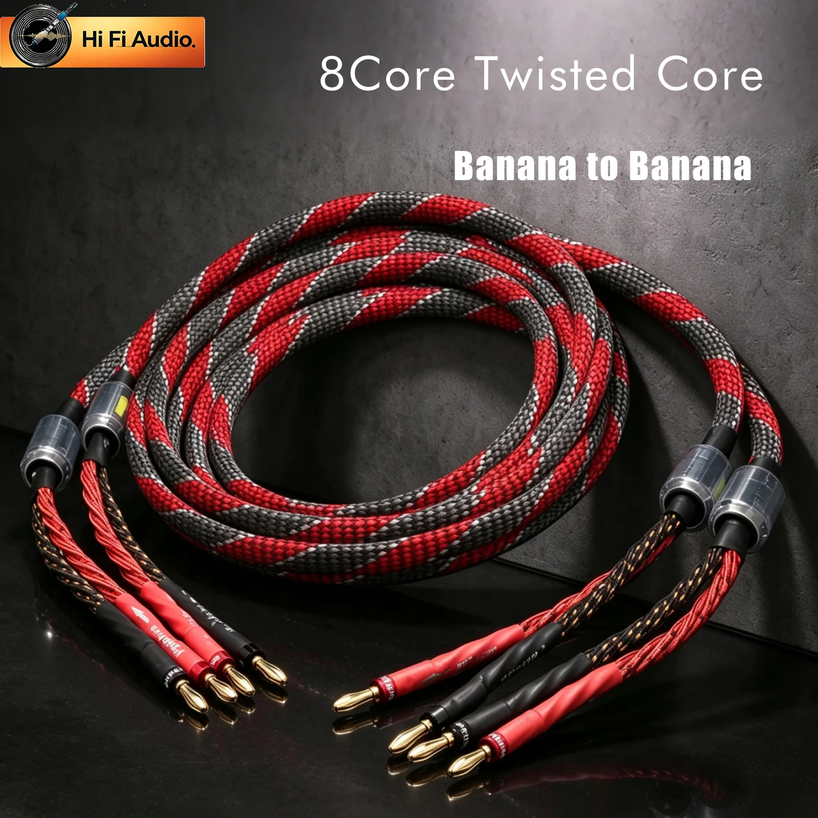 L331 OFC HiFi Braided Loudspeaker Cable High-End Audiophile Speaker Wire Banana & Spade Plug for Home Theater Amplifier
