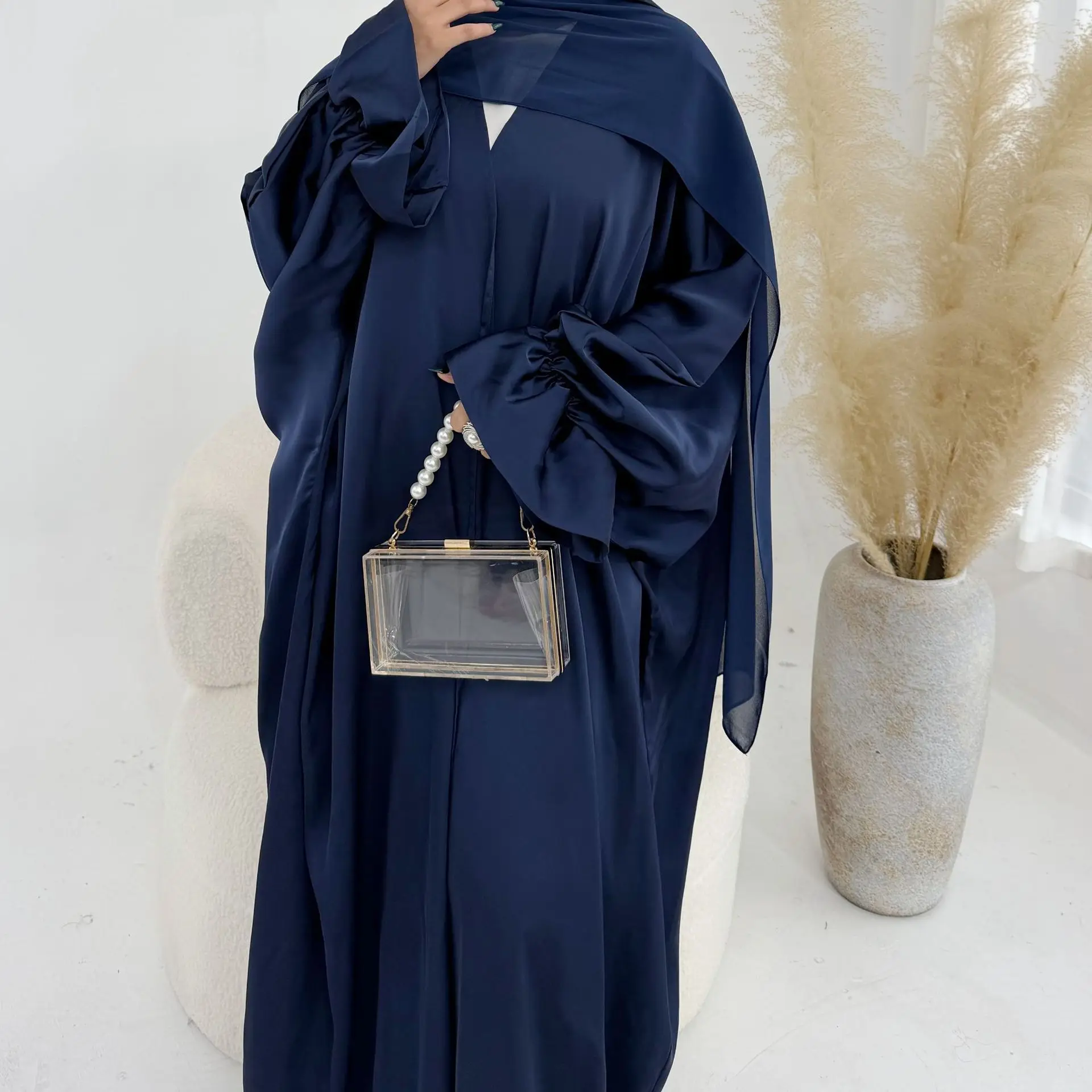 

Женское платье-кардиган Ид Абая, мусульманский кафтан с пышными рукавами, арабский длинный халат, Vestidos Largos, Марокко Абая, длинный халат, вечерние кафтан