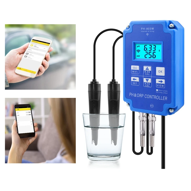 HOT SALE Digital Meter PH-803W WIFI ORP/PH Meter Controller Online Water Quality Monitor AC230V 50/60Hz PH Measuring Tool EU Plu