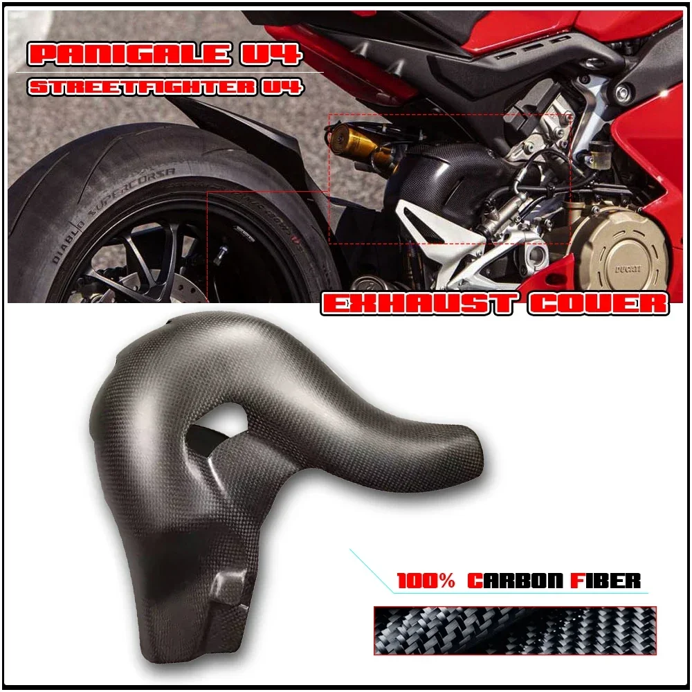 

for Ducati Panigale Streetfighter V4 R/S SP 2021-2023 Motorcycle Carbon Fiber Rear Exhaust Cover Shield Duct Fairing Cover Panel