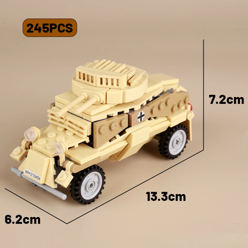 Blocs de construction de camion-citerne Sdk fz222, véhicules, figurines de soldats de l'armée, canon de guerrier, armes de voiture, jouets en briques, WW2