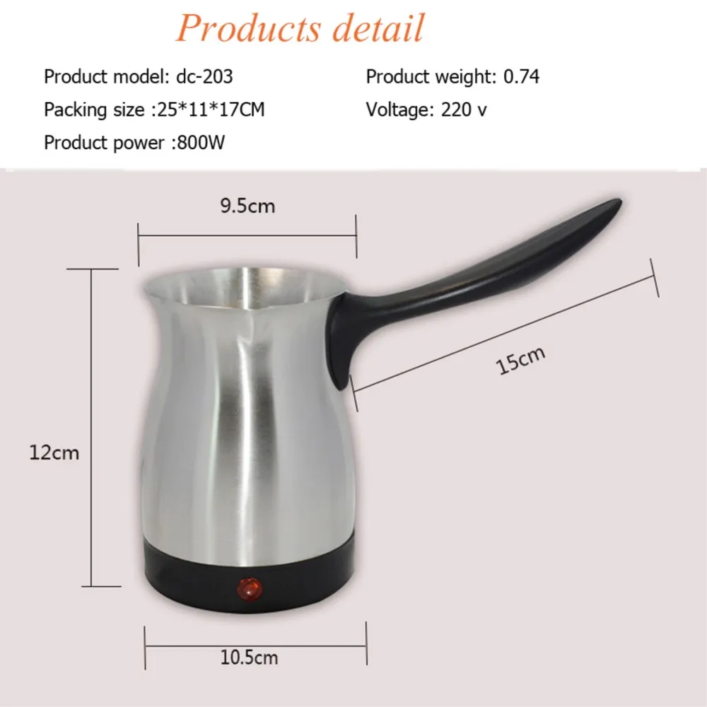 800W Coffee Machine 304 Stainless Steel Turkey Coffee Maker Electrical Coffee Pot Coffee Kettle for home office