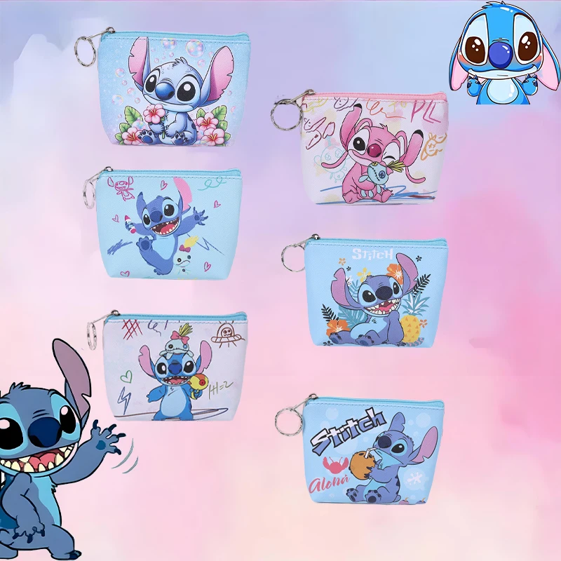 Lilo Stitch dompet koin ดิสนีย์เคสกุญแจกระเป๋าเหรียญการ์ตูนอนิเมะสำหรับเด็กกระเป๋าคลัทช์ขนาดเล็กสำหรับเป็นของขวัญ