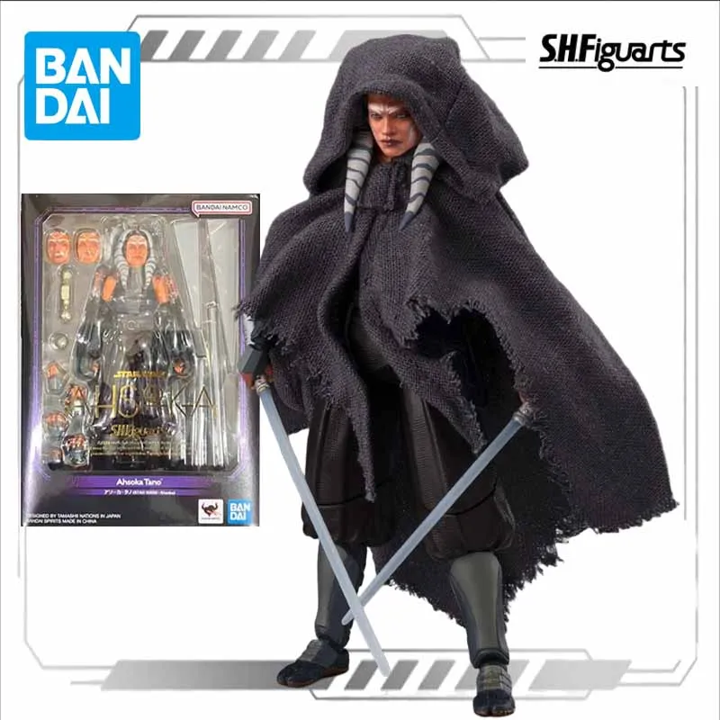 Bandai Original Model Kit SHF Star Wars: Ahsoka Tano Jar Jar Binks Anime Action Figure Model Toy for Boys Foam Box Packaging