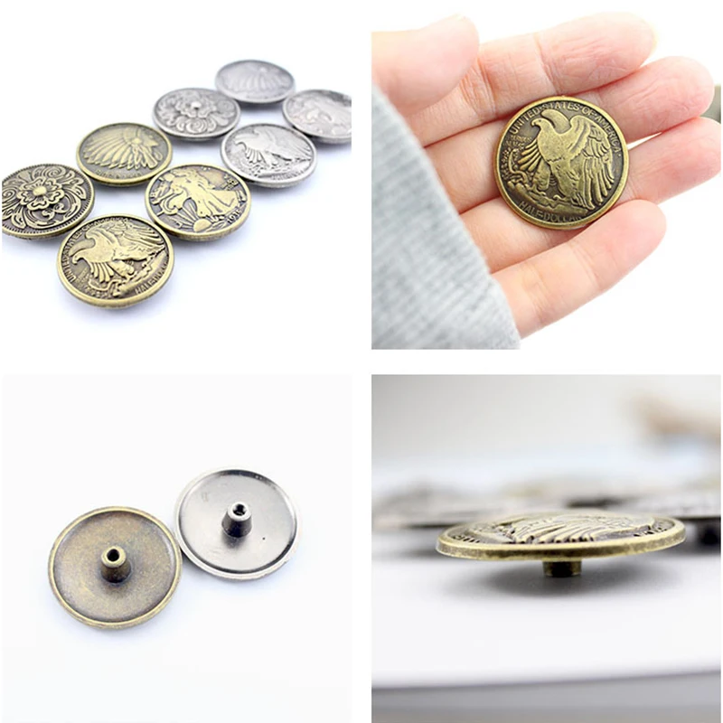 Handmade Screw Concho Button Leather Clothing Vintage Style Decorative Buckle Wallet Decorative Rivet Indian Head Vintage