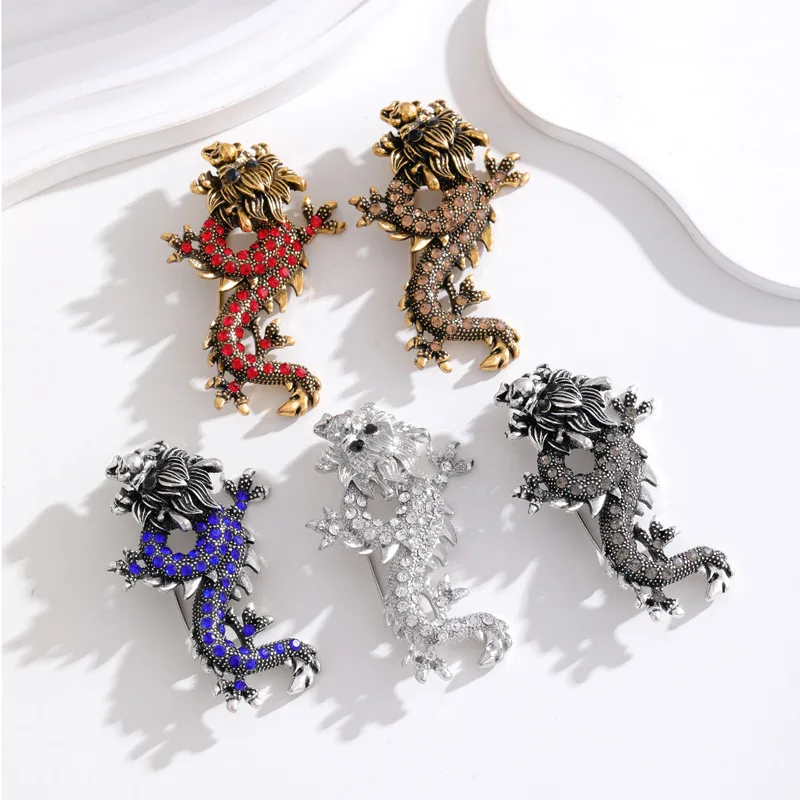 2024 New Year Gift Multi Style Multi Color Zodiac Dragon Design Brooch Men\'s Women\'s Pin Jewelry