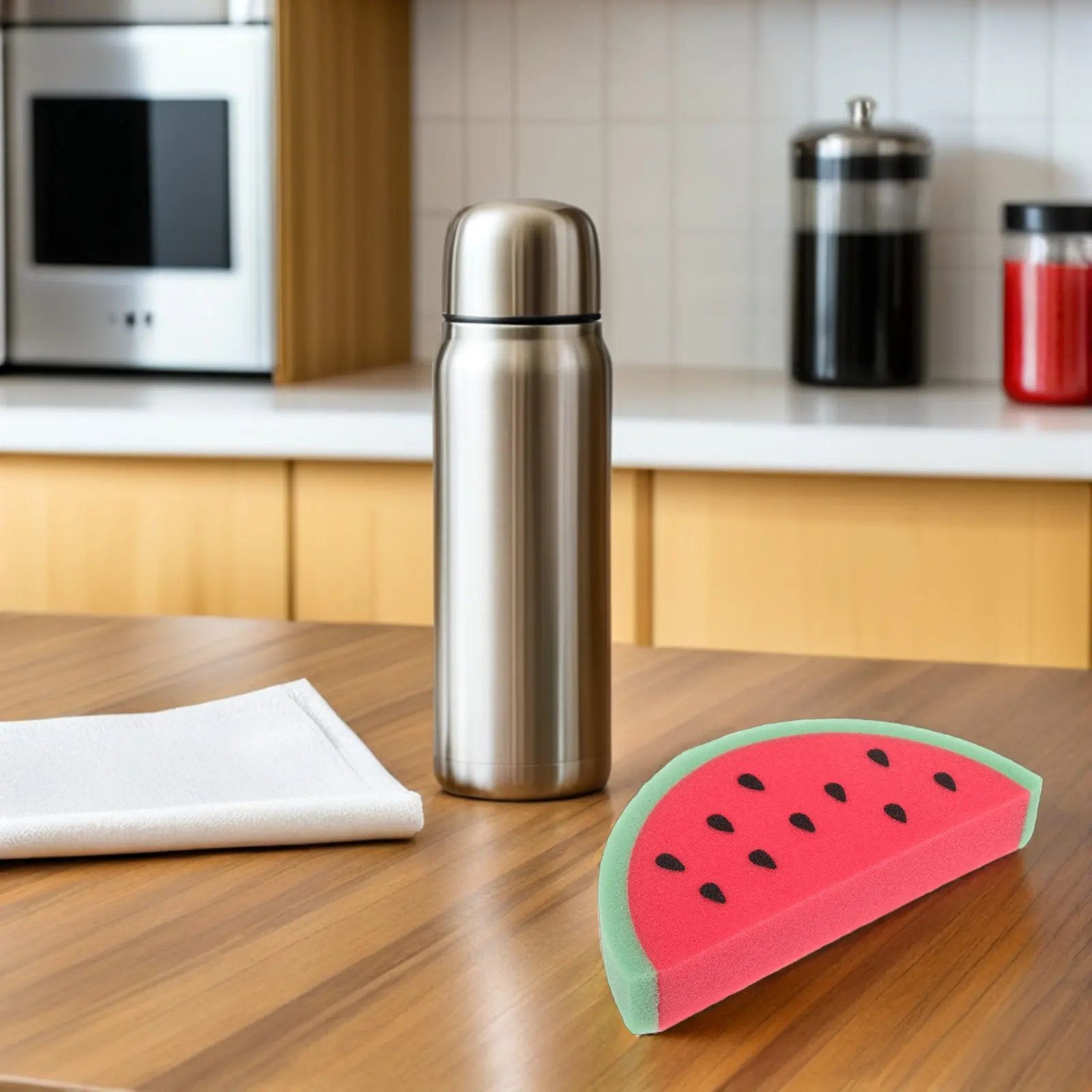 8Pcs Watermelon Shape Dish Sponges Kitchen Cleaning Sponge Dual Surface Soft Scrubbing Power Dense Lather Quick Dry Dishwashing
