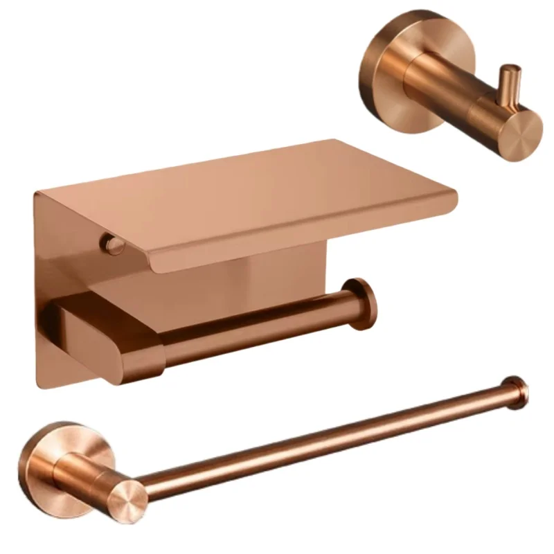 

Brushed Rose Gold Bathroom Accessories Set towel Rack,Tissue Rack, Soap Dish, Toilet brush, Towel Rack Stainless Steel Hardware
