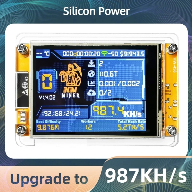 Bitcoin Solo Lottery NMMiner Hashrate 412KH/s Lucky Miner for Computer Nerd 2.8 inch Smart Display Crypto ESP32-2432S028R DROOM