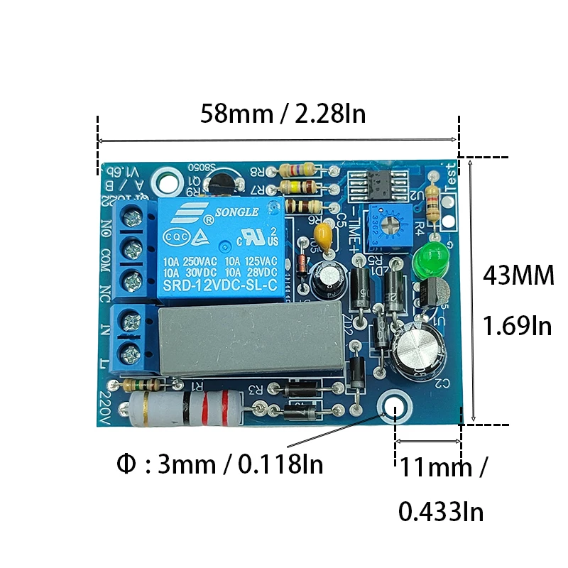 

AC 110V 220V 240V Time Delay Relay Module, Adjustatle 10S 100S 10M 100M 10H Delay Timer Close Switch, NC NO Relay Switch Module