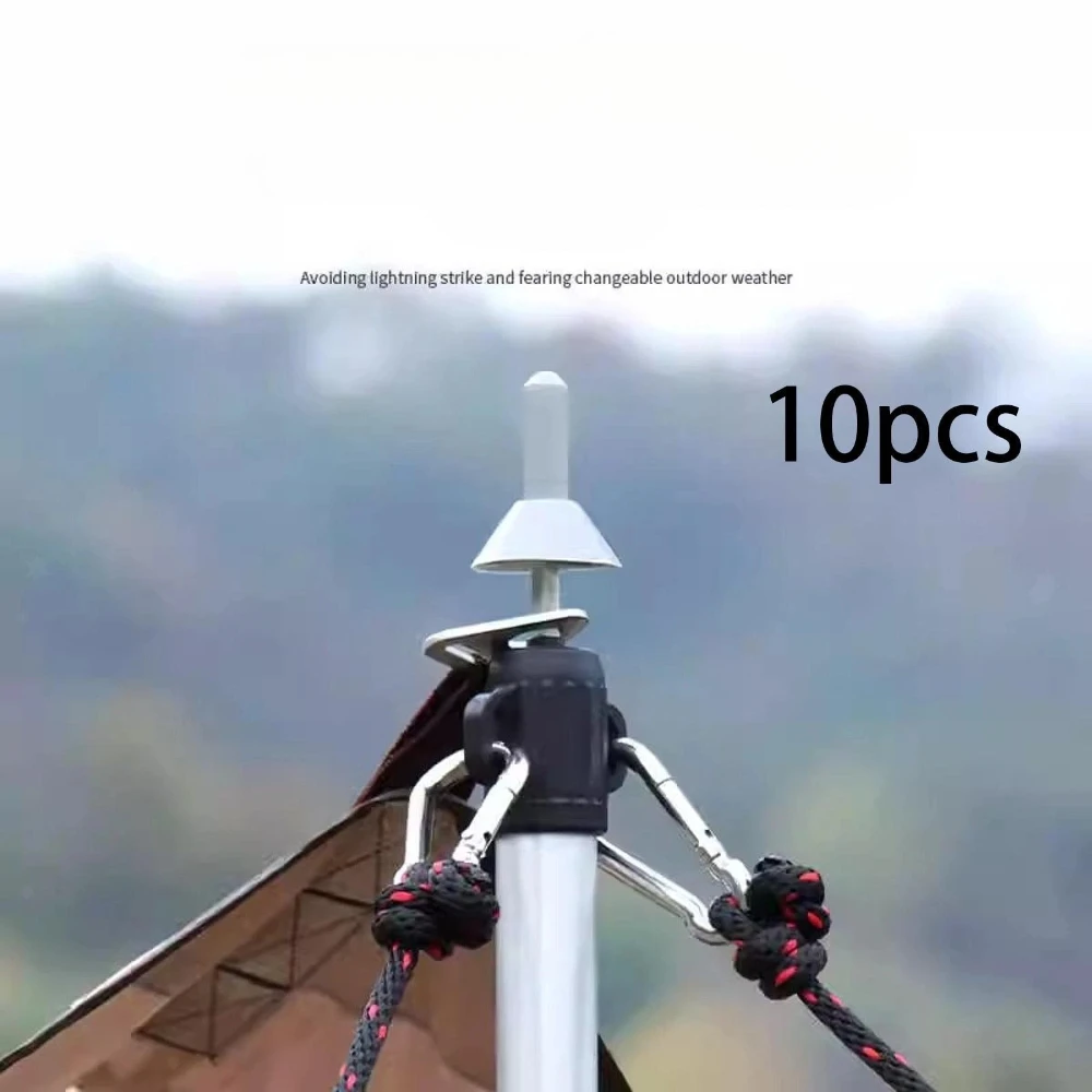 

10PCS Tent Pole Tips Lightning Cap Protectors Multifunctional Tarp Pole End Covers for Canopy Camping Hiking Outdoor Accessories