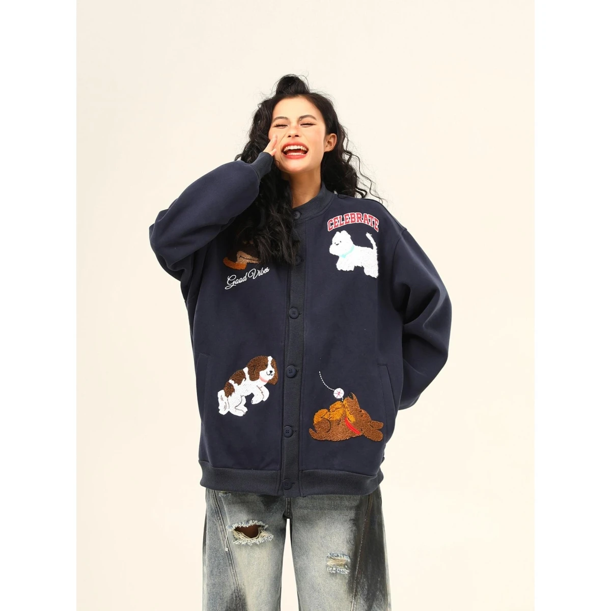 

Весенне-осенний ретро-кардиган с вышивкой, плотный, на молнии, для женщин, повседневный, универсальный, для пар