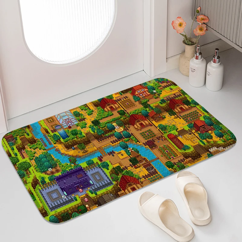 

Carpet Living Room S-Stardew V-Valley House Interior Entrance Mat Washable Non-slip Kitchen Bath Rug Modern Home Decoration