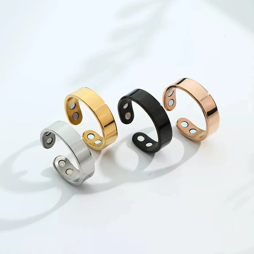 Titanium Steel Magnetic Ring Single and Double Magnet Decompression Ring Magnet Healthy Lipid Control Aids Sleep