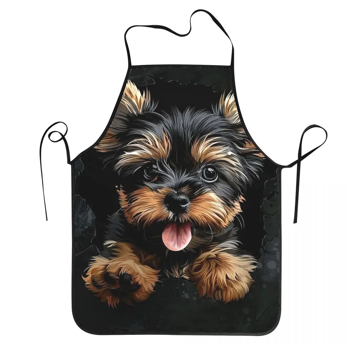 Plalahl Yorkshire Terrier Dog Pet Design Apron Chef Cuisine Tablier Bib Kitchen Cleaning Pinafore for Women Men Painting