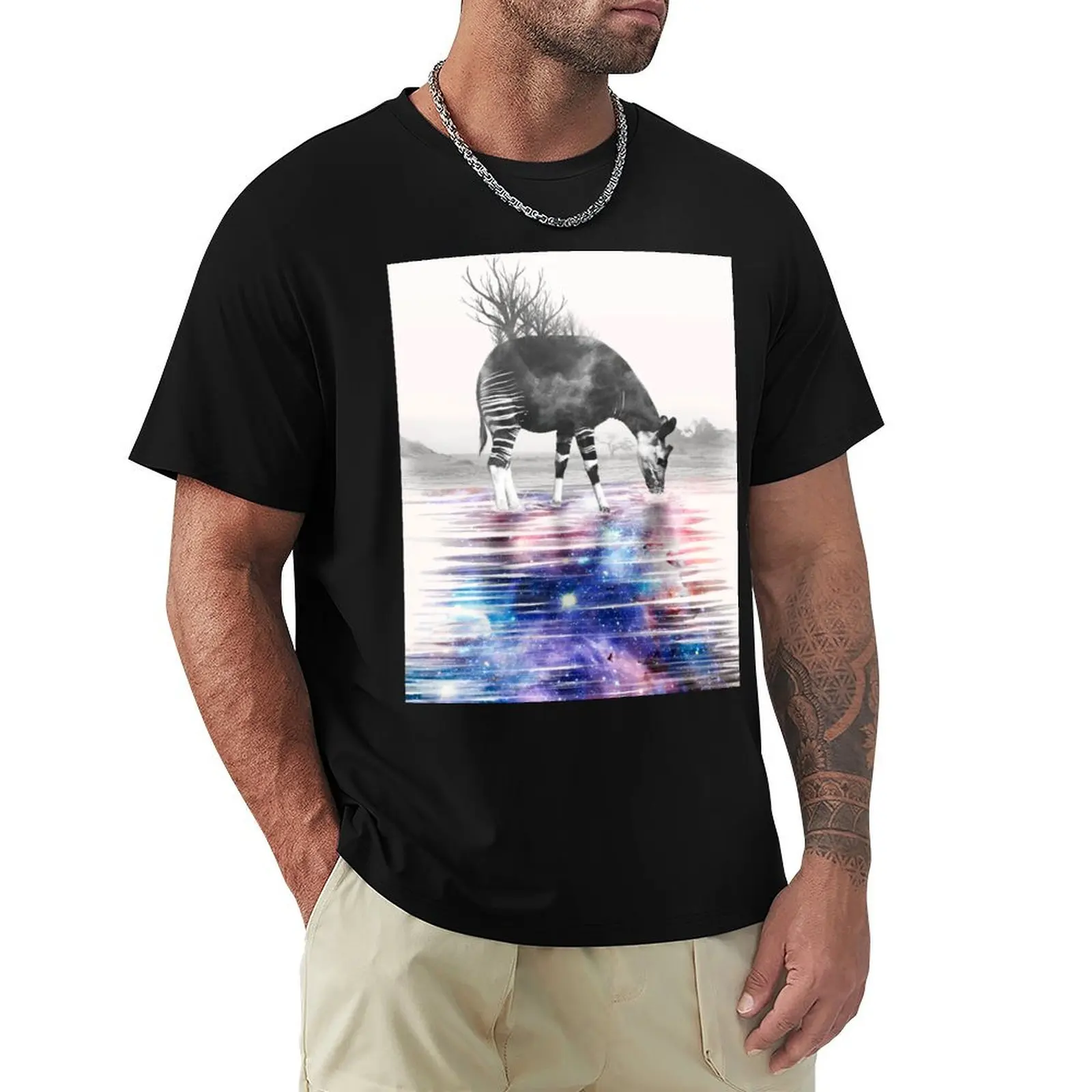 

Okapi Drinking Space T-Shirt summer shirt plus size clothes vintage t shirt men