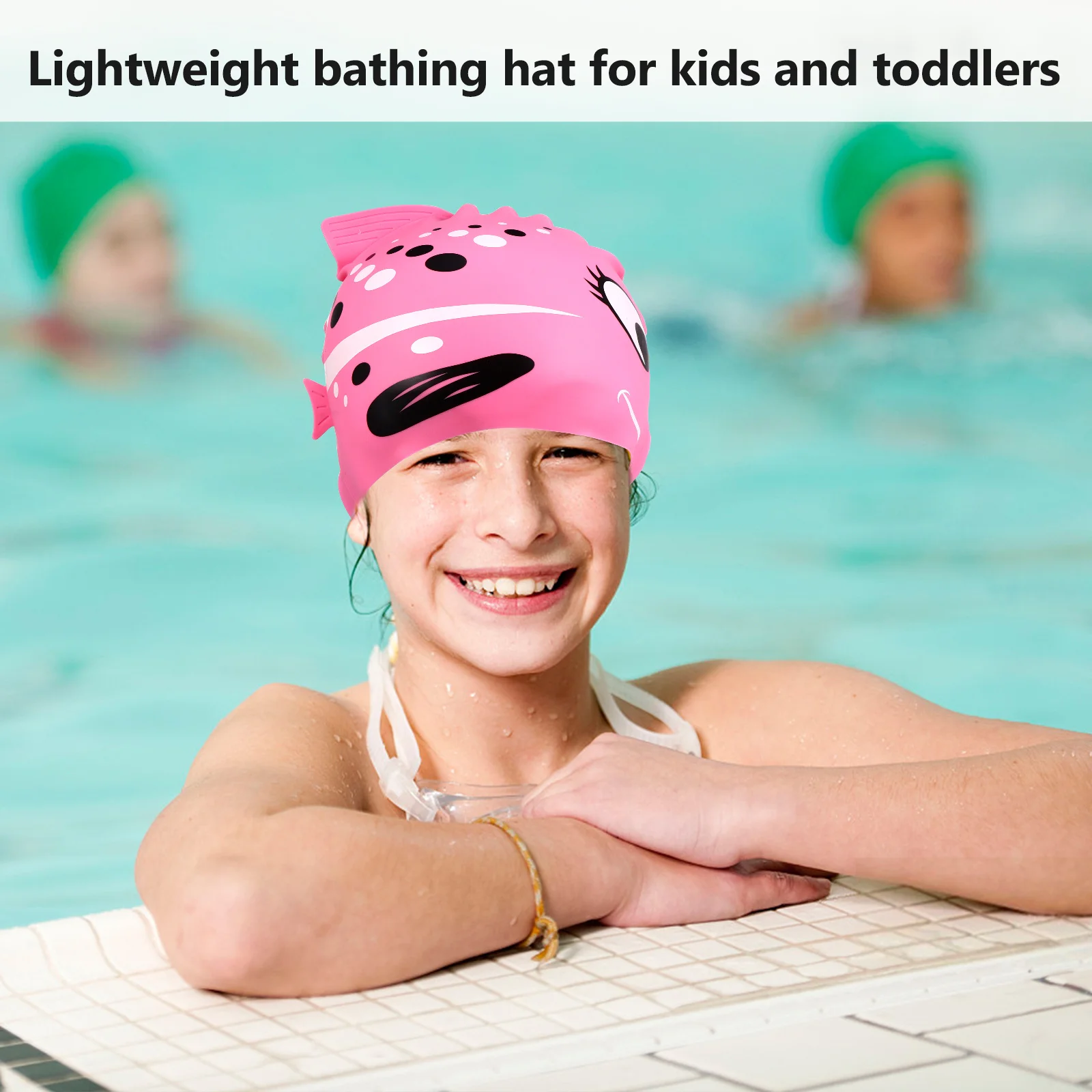 

Children Swim Cap Silicone Material Smooth Comfortable Fit Perfect Kid Swimming Cap for Summer Beach Pool Use Cartoon Fish