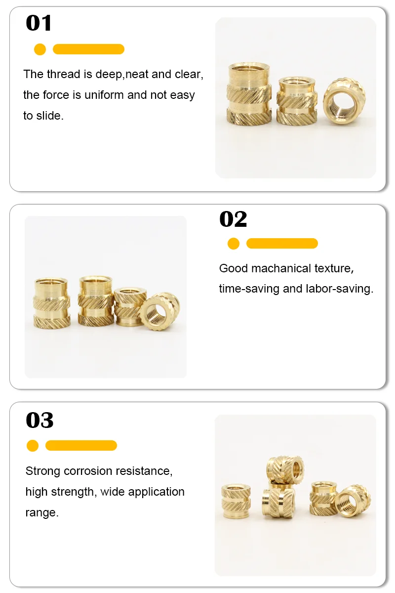 Brass Threaded Insert Nut Kit M2 M2.5 M3 M4 M5 M6 M8 Hot Melt Heat Knurled Embed Injection Copper Insertnut for 3D Print Plastic