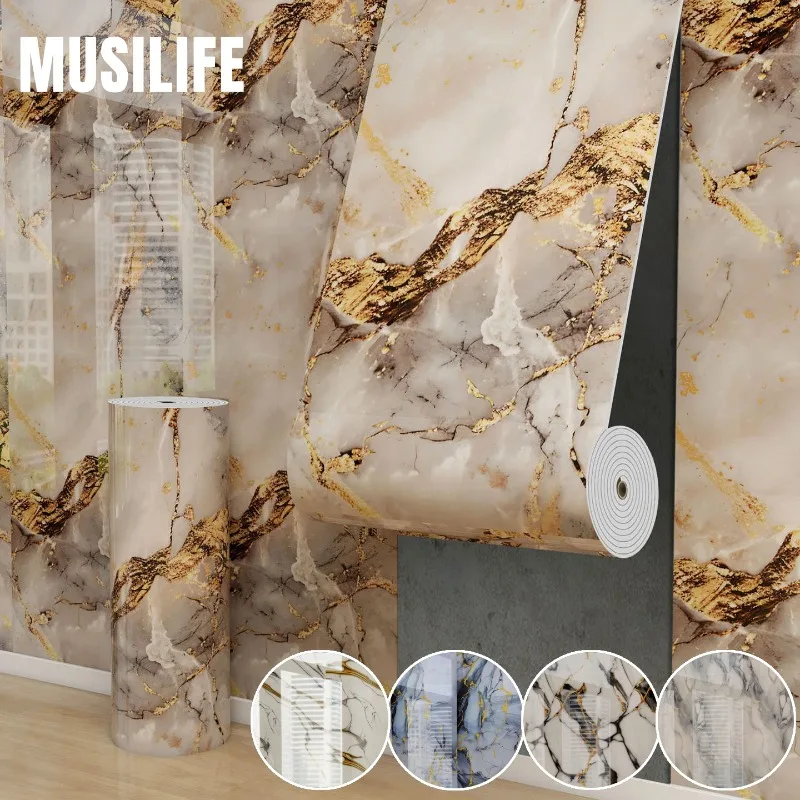 

Thicken Foam Self Adhesive Wallpaper for Ceiling/wall Cladding Faux Marble Peel and Stick Wall Stickers Living Room Home Decor
