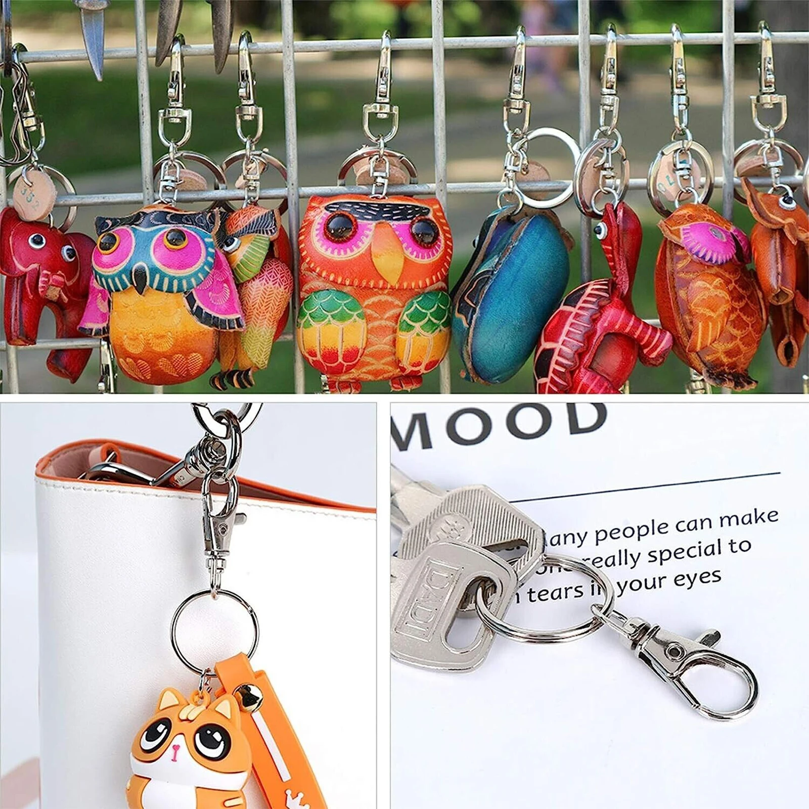 Metal Swivel Lanyard Snap Hooks, Split Key Rings, Chain Gancho, Chaveiro Making, DIY, 100Pcs