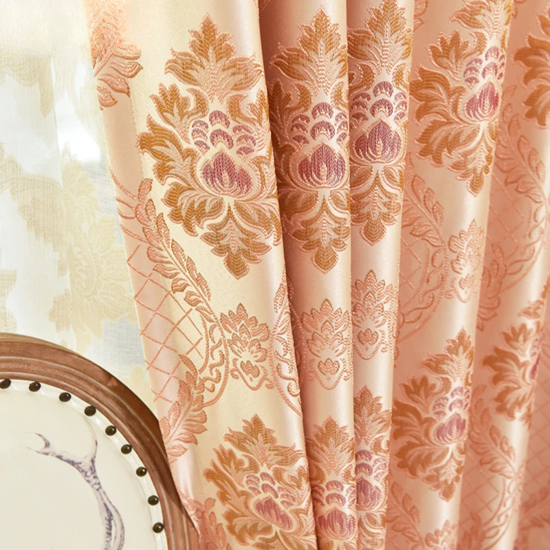 

New European Gold Jacquard Curtains for Living Room Bedroom Window Study Balcony Door Finished Curtains Customize