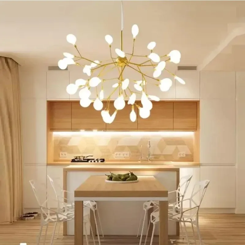 Moderne luciole LED lustre lumière élégant branche d'arbre lustre lampe décorative luciole plafond lustres suspendus éclairage