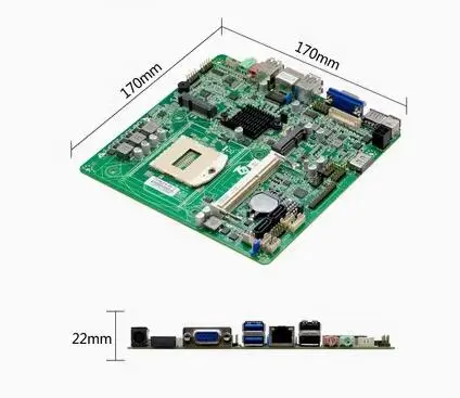 لوحة أم HM86 Mini-ITX 4th PGA946 CPU IPC SBC لوحة رئيسية رفيعة للغاية مدمجة مع COM LAN DC19V DDR3L 8USB VGA LVDS