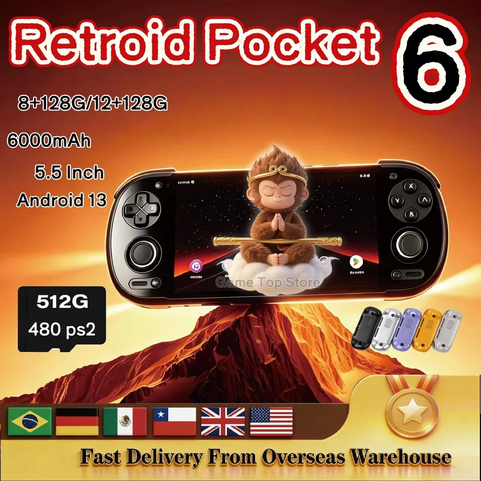 Retroid Pocket 6 Handheld Android Gaming Console 8Gen2 5.5 Inch