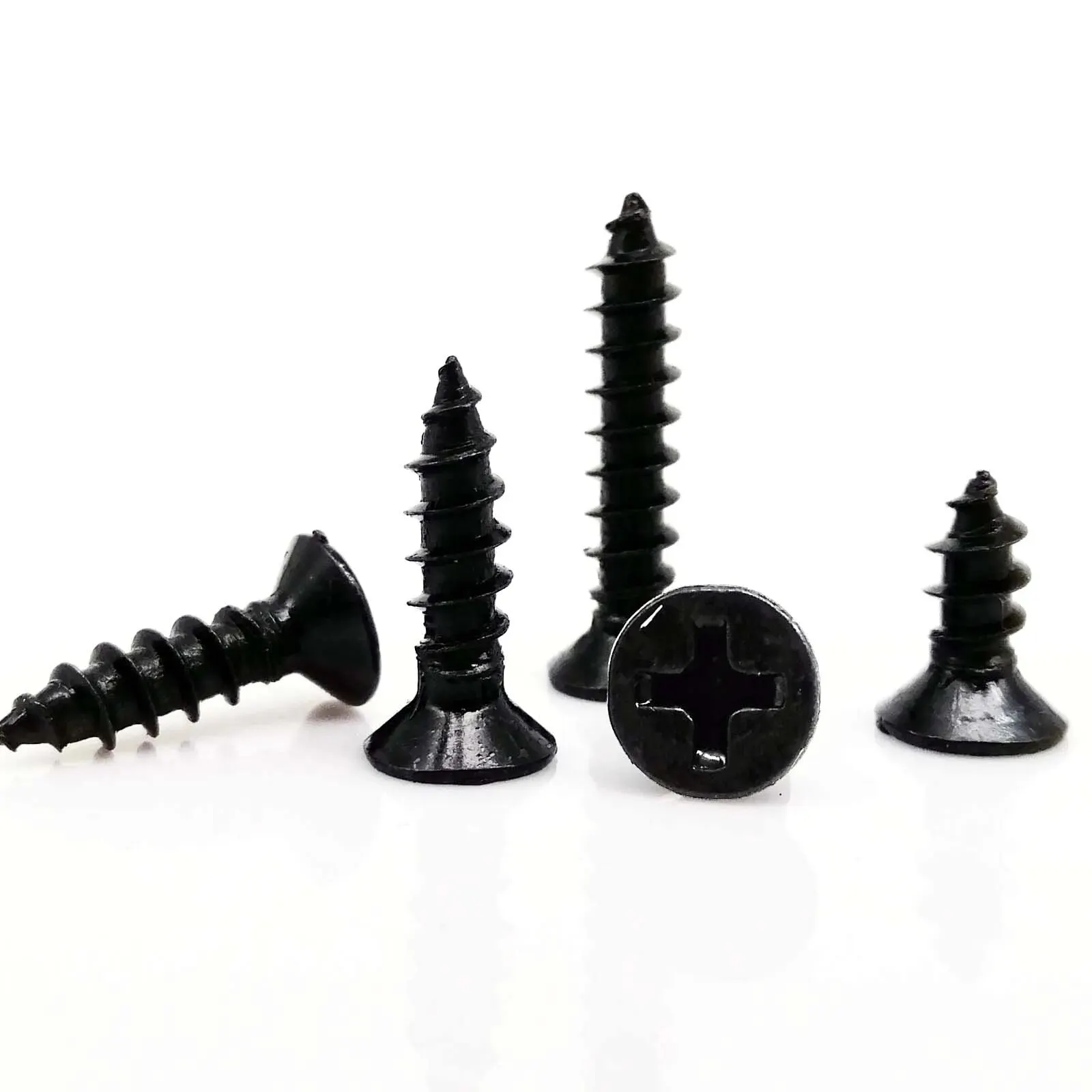 300/500/1100pcs Cross Phillips Flat Countersunk Head Self Tapping Wood Screw Mix M2 M2.6 M3 Assortment Set Kit Box Black Steel