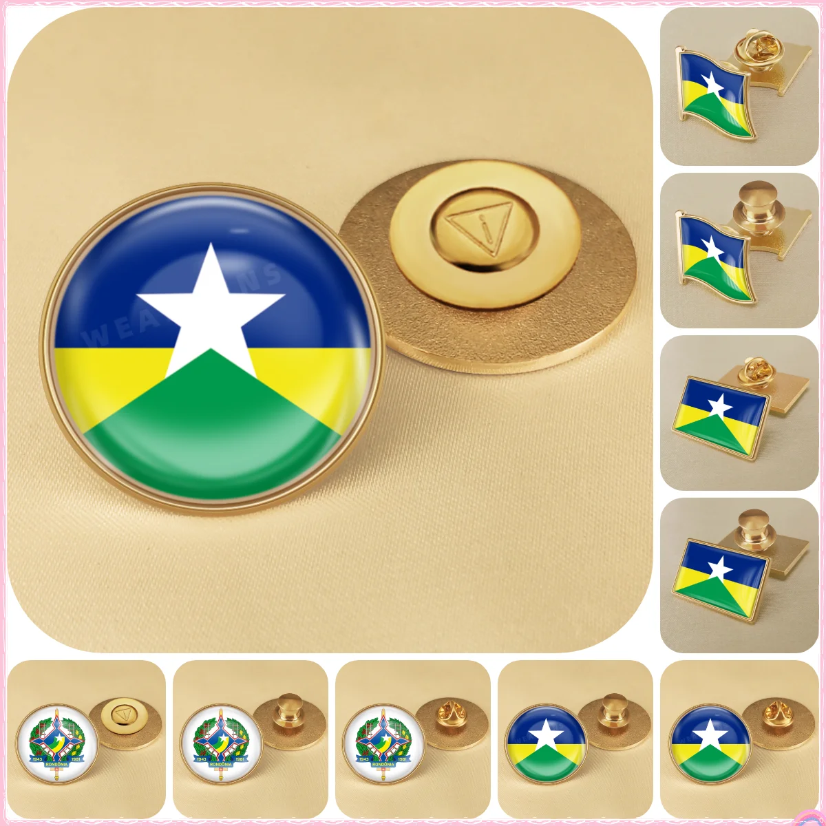 Bandeira de Rondonia of Brazil National Emblem Flag Brooches Badges Lapel Pins