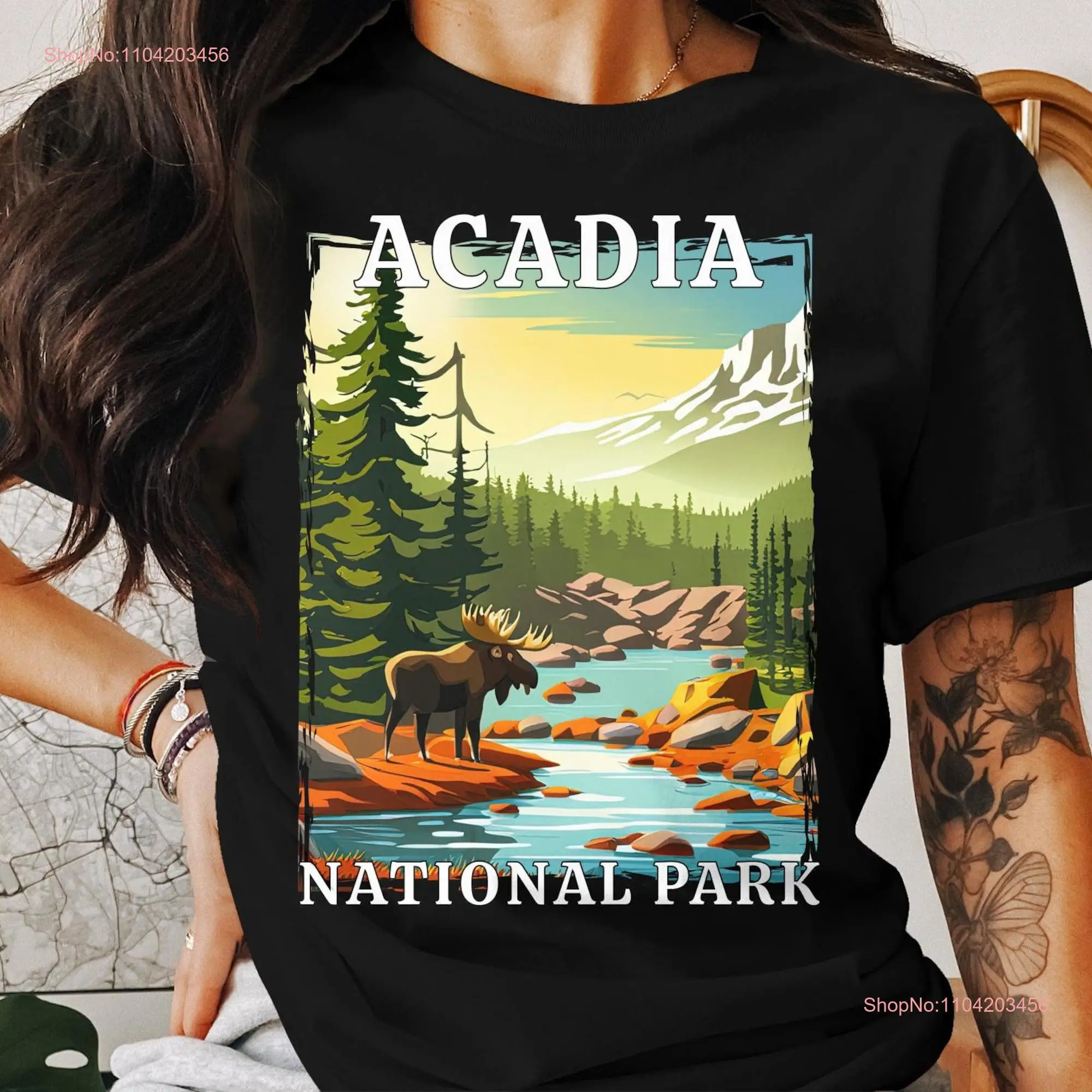 Acadia National Park Maine Camping T Shirt SweaT Mountain Sweater Outdoor Nature Moose Souvenir long or short sleeves