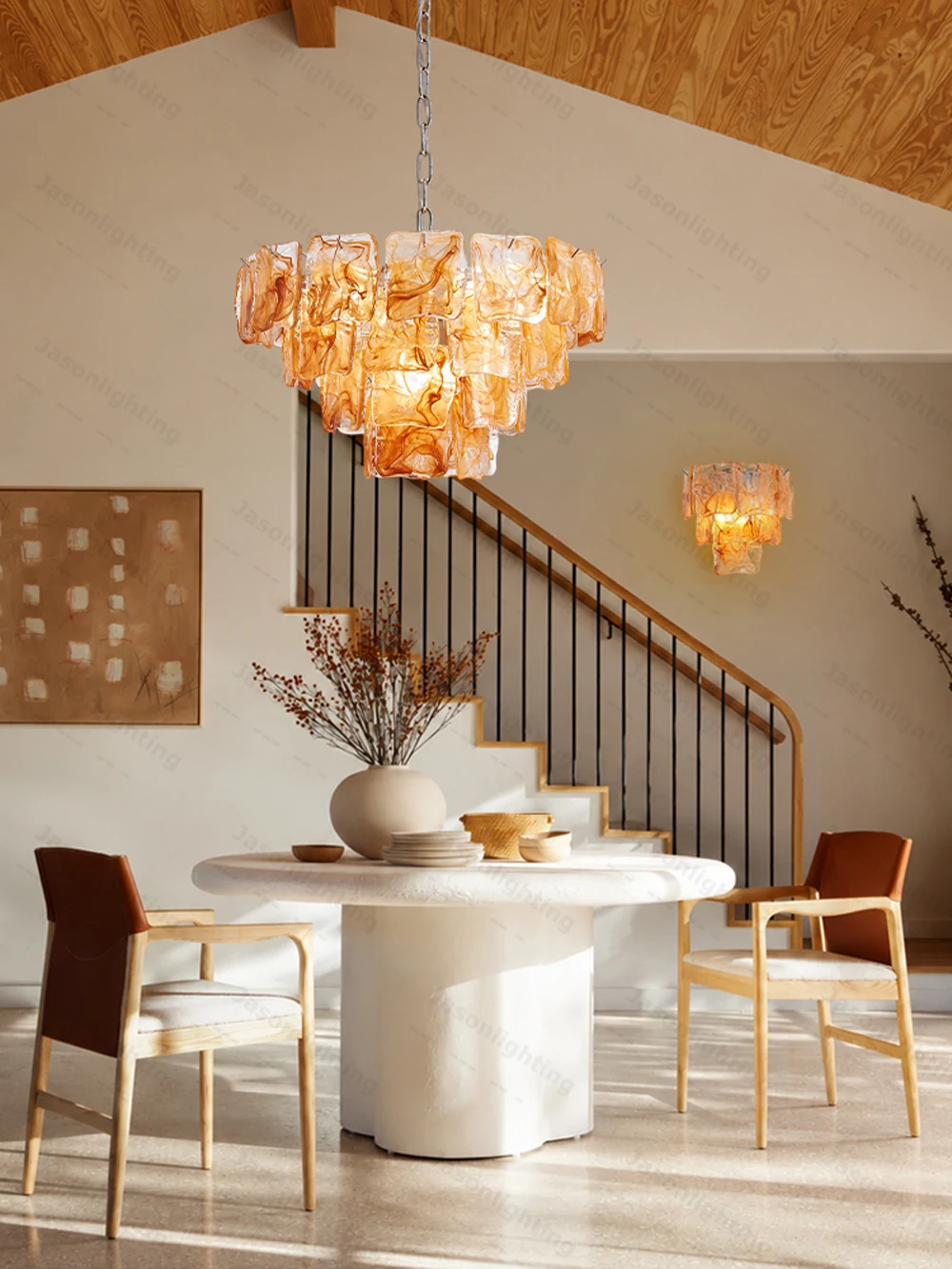 Blue Eyes Glass Collection Dimmable LED Chandelier