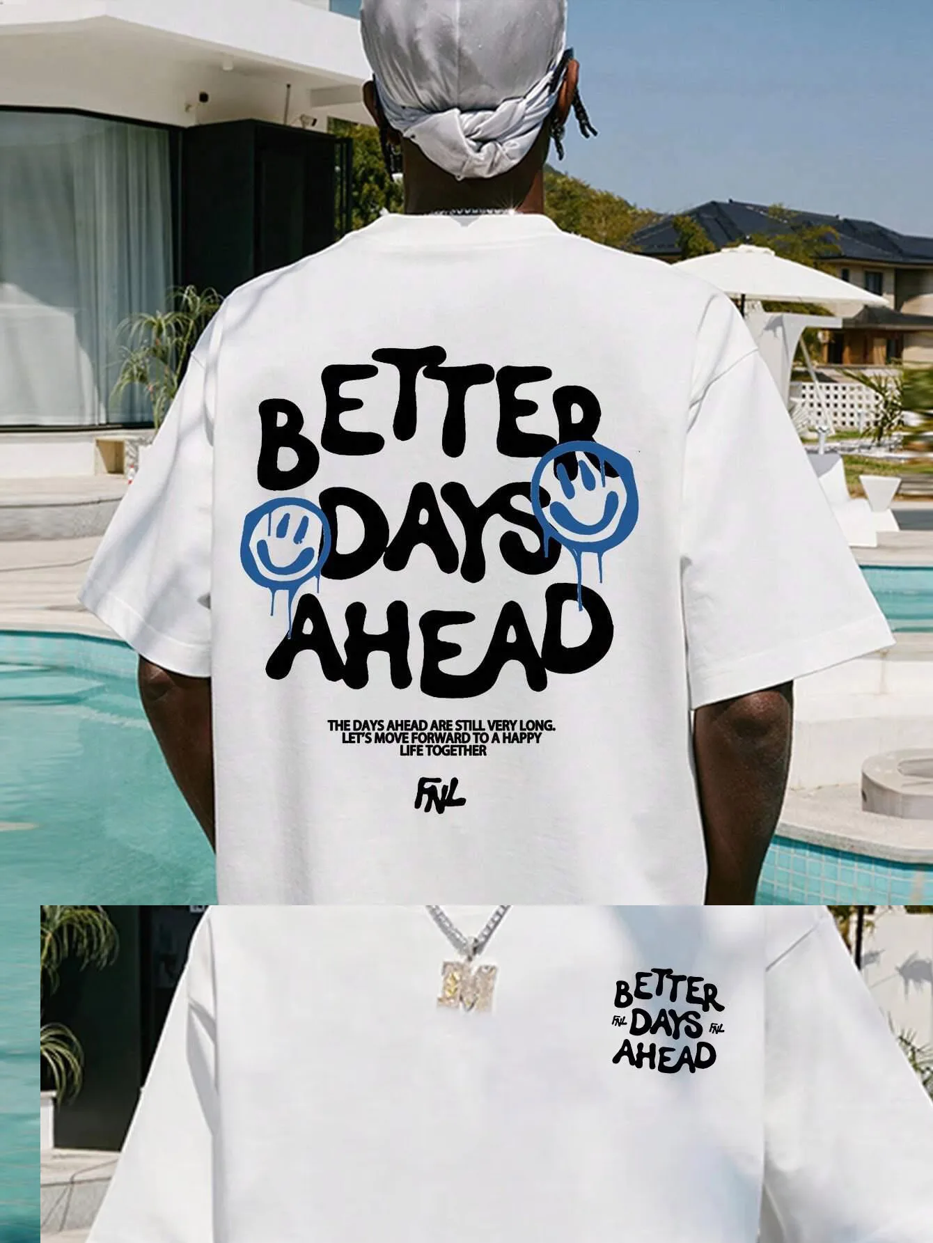 Better Days Ahead T-Shirt mit Buchstaben-Grafik für Männer und Frauen, O-Ausschnitt, lässiges Oversize-T-Shirt, modisches Baumwoll-T-Shirt, Sommer-Lose-T-Shirt