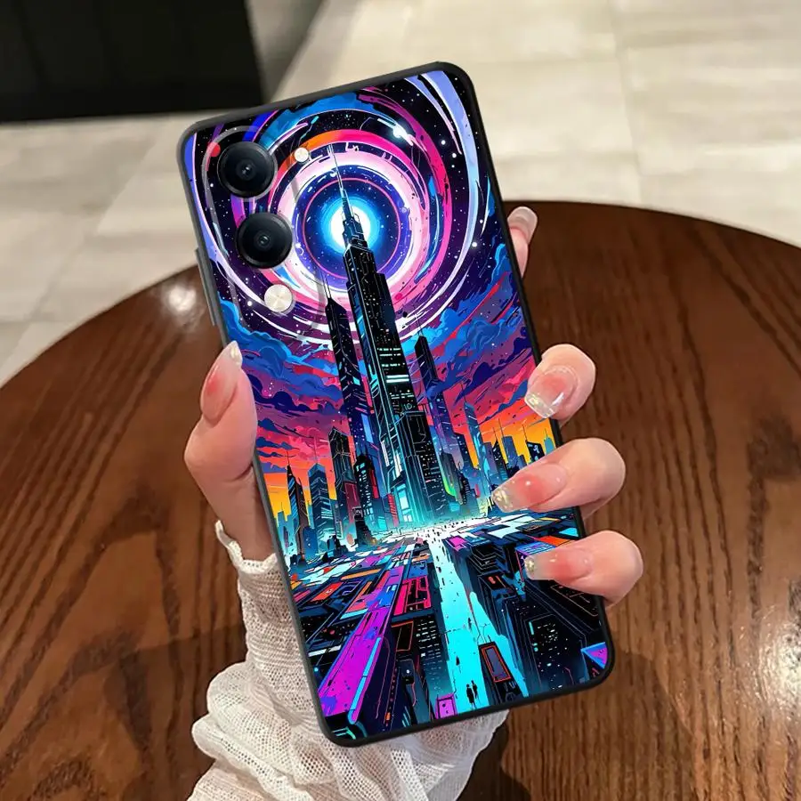 حافظة لهاتف Vivo Y12 Y15S Y27 Y30 Y02 Y11 Y22 Y33S Y35 Y16 Y17 Y20 Y21 Y31 Y36 Y19 غطاء هاتف خلفي ناعم مدينة SCI-FI #1