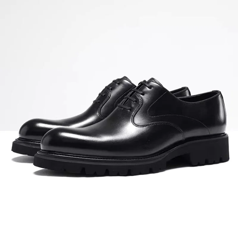 

Высококачественные мужские кожаные туфли-оксфорды на шнуровке с круглым носком, с подкладкой из овчины, из натуральной кожи, для свадьбы и торжественных мероприятий